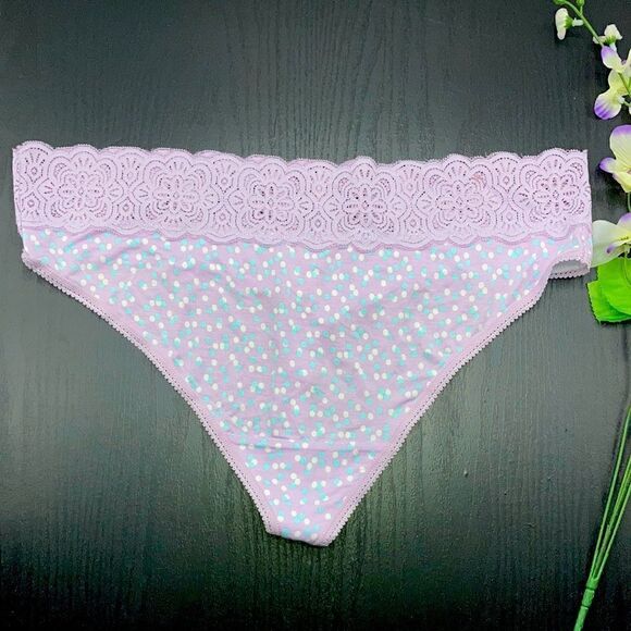 Womens Plus Wide Band Thong & Rayon Lace Underwear Panties 2-Pack Size XXL - Picture 4 of 5